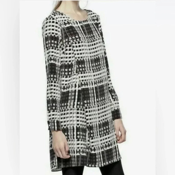 THAKOON for Design Nation Women Dress Sz XS Shift Black White Long Sleeve - Picture 1 of 12